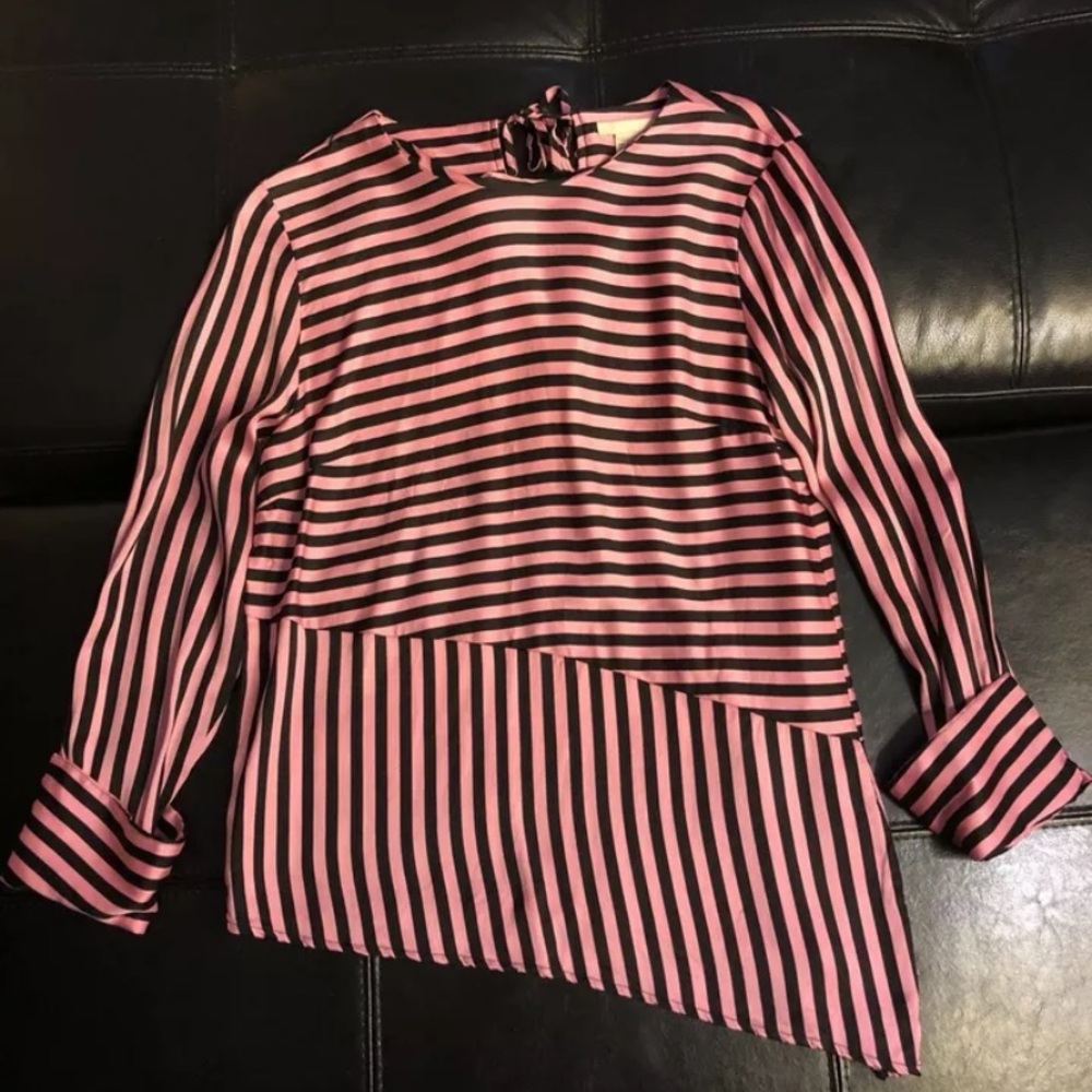 H&M Shirt Pink And Black Stripes Women’s